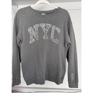 PINK by Victoria's Secret Crew Neck Sweatshirt Sequins NYC Gray Size Small